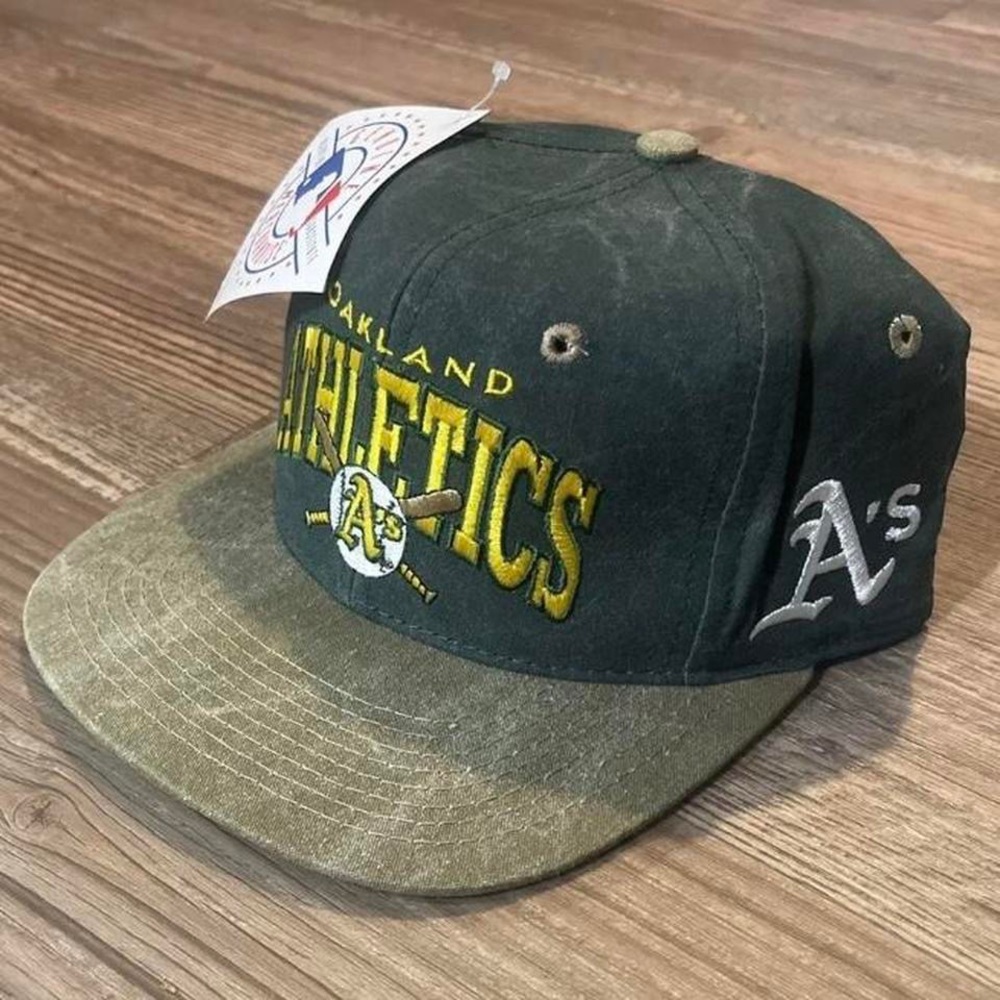 VTG 90s Oakland Athletics MLB Signatures Adjustable Snapback Cap Hat OSFA